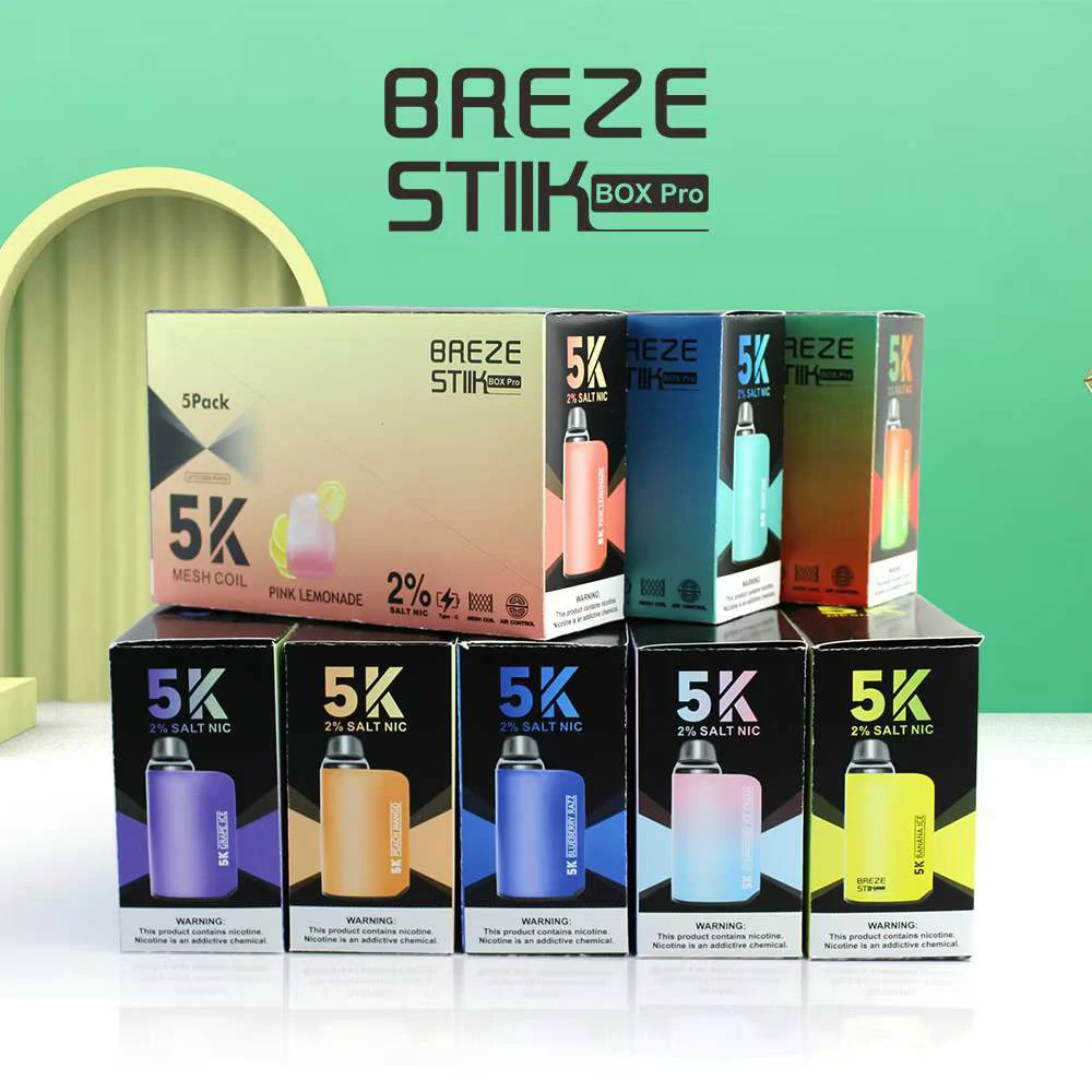 Breze Stiik Box Pro 5000 Puffs Premium Disposable Vape Pen with Mesh Coil and Adjustable Airflow 12ml Capacity 2 5 Nicotine 12