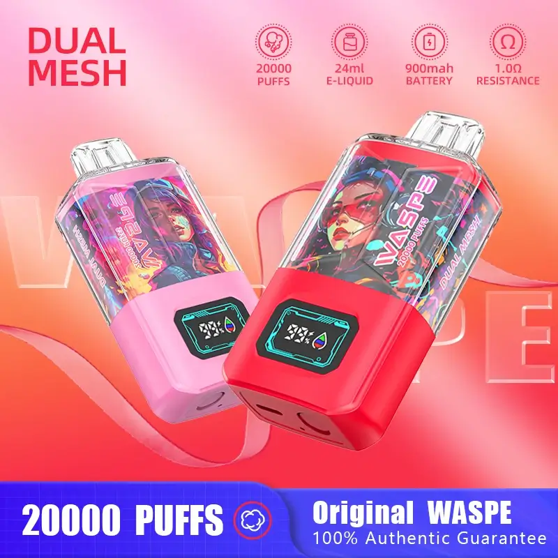 Engros WASPE 20000 PUFFS Dual Mesh Box Disponibel Vape Pen med Dual Mesh Box og LCD Display Tilgængelig i 0 2 3 5 Nikotin og 24 ml Capaci 5