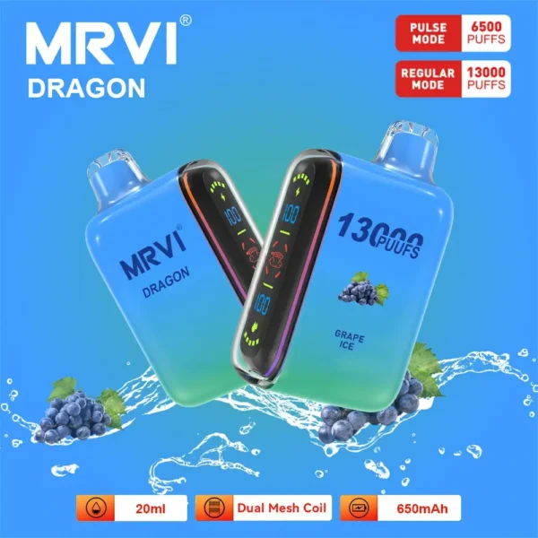 100 Original Mrvi Dragon 13000 Puffs Vaping 20ml E Liquid Dual Mesh Coil Engros Engangs Vape 10