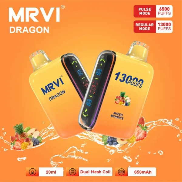 100 Original Mrvi Dragon 13000 Puffs Vaping 20ml E Liquid Dual Mesh Coil Engros Engangs Vape 11