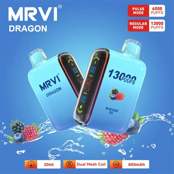 100 Original Mrvi Dragon 13000 Puffs Vaping 20ml E Liquid Dual Mesh Coil Engros Engangs Vape 5