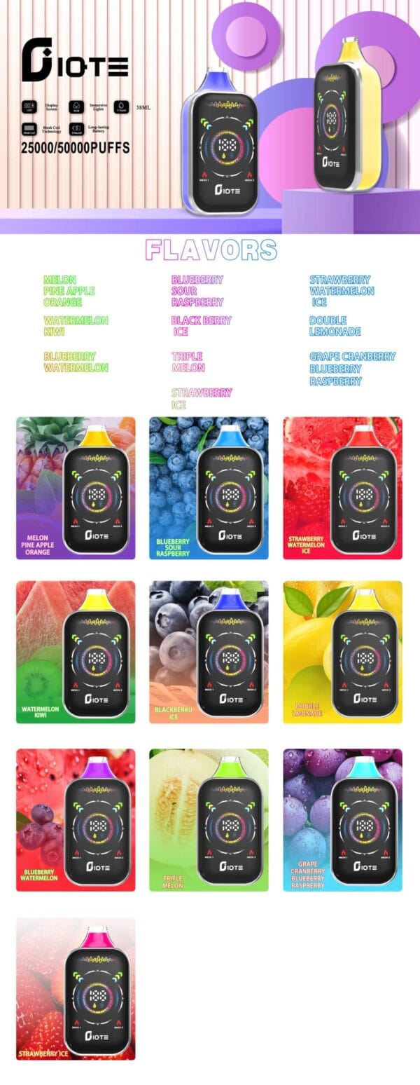 IQTE 50000 Puffs Wholesale Bulk Buy Disposable Vape LED Screen Online Shopping Nicotine 0 2 5 Fresh 15 Flavors 800mAh Rechargeable Electronic Cigarette 6 scaled 1