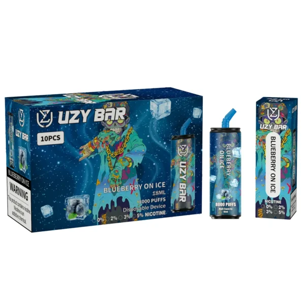 UZY Bar 8000 Puffs Disposable Vape Pen with 1100mAh Battery Type C Rechargeable Mesh Coil and RGB Light Wholesale Nicotine 0 2 3 5 8