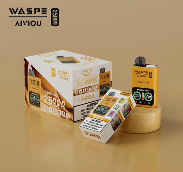 Wholesale WASPE 25000 PUFFS Dual Mesh Disposable Vape Pen with LCD Display 25ml 0 2 5 Nicotine Options 4