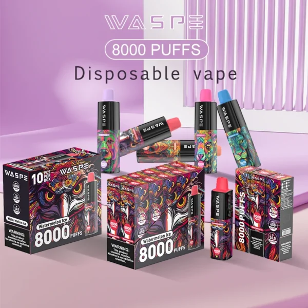 Wholesale Waspe 8000 Puffs Disposable Vape Pen with Multiple Nicotine 0 2 3 5 Levels 16ml Capacity Type C Rechargeable Battery 2