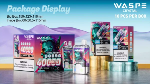 Best Price Waspe Crystal 40000 Puffs Disposable Vape With 0 2 5 Nicotine Rechargeable 850mAh 32ml E Liquid Bulk Purchase Direct From Manufacturer 32