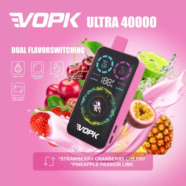 Durable VOPK ULTRA 40000 Puffs Disposable Vape Featuring Double Heating Wire and 36ML E liquid Capacity Available for Wholesale Bulk Vapes 9