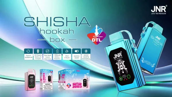 Hot Selling JNR Shisha Hookah Box 20500 Puffs Disposable Vape With 0% 2% 5% Nicotine 25ml Capacity 1000mAh Battery and HD Display for Wholesale (17)