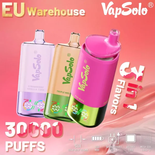 Latest Model Vapsolo Triple 30K Puffs Disposable Vape With 1 0Ω Coil And 0% 2% 3% 5% Nicotin (7)