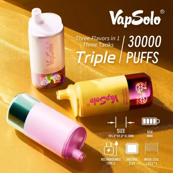 Latest Model Vapsolo Triple 30K Puffs Disposable Vape With 1 0Ω Coil And 0% 2% 3% 5% Nicotin (8)