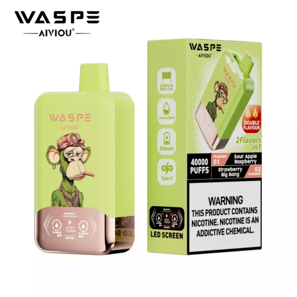 Latest WASPE Double Flavor 40K Puffs Disposable Vape with 0 2 5 Nicotine 850mAh Rechargeable Battery 36ml Prefilled Liquid Source Factory Direct Sale 17