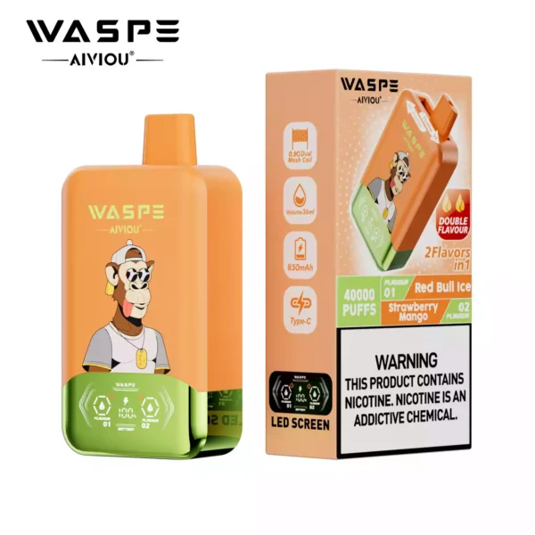 Latest WASPE Double Flavor 40K Puffs Disposable Vape with 0 2 5 Nicotine 850mAh Rechargeable Battery 36ml Prefilled Liquid Source Factory Direct Sale 18