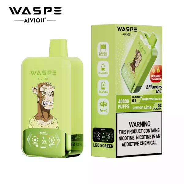 Latest WASPE Double Flavor 40K Puffs Disposable Vape with 0 2 5 Nicotine 850mAh Rechargeable Battery 36ml Prefilled Liquid Source Factory Direct Sale 19