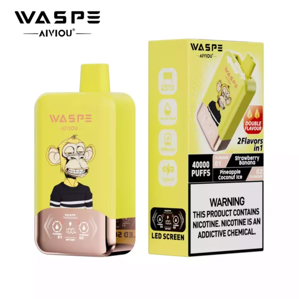 Latest WASPE Double Flavor 40K Puffs Disposable Vape with 0 2 5 Nicotine 850mAh Rechargeable Battery 36ml Prefilled Liquid Source Factory Direct Sale 22