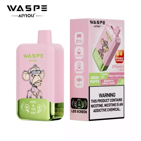 Latest WASPE Double Flavor 40K Puffs Disposable Vape with 0 2 5 Nicotine 850mAh Rechargeable Battery 36ml Prefilled Liquid Source Factory Direct Sale 27