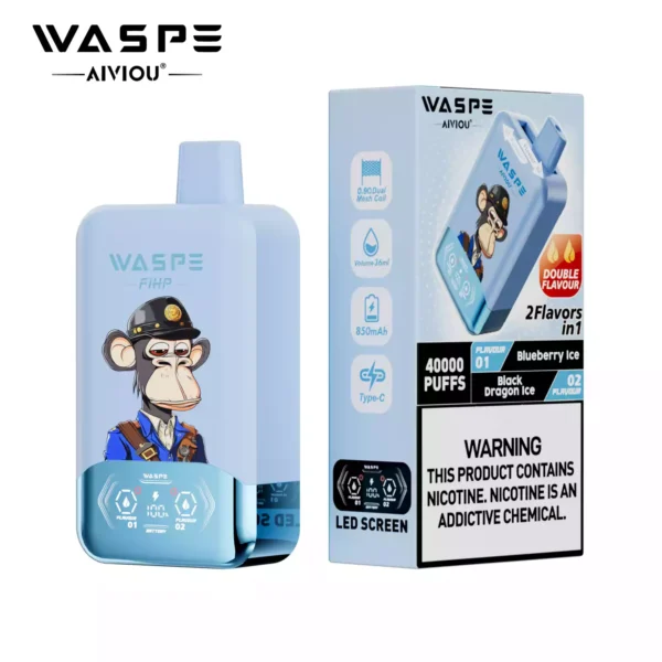 Latest WASPE Double Flavor 40K Puffs Disposable Vape with 0 2 5 Nicotine 850mAh Rechargeable Battery 36ml Prefilled Liquid Source Factory Direct Sale 29