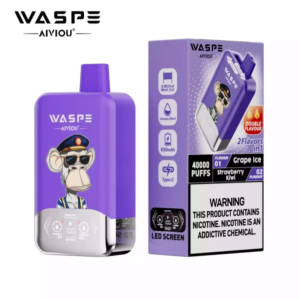 Latest WASPE Double Flavor 40K Puffs Disposable Vape with 0 2 5 Nicotine 850mAh Rechargeable Battery 36ml Prefilled Liquid Source Factory Direct Sale 30