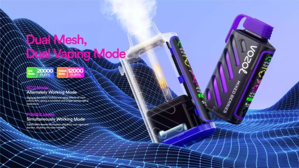 New Release Vozol Gear Power 20k Puffs Disposable Vape with 5% Nicotine and Dual Mesh Dual Vaping Mode Rechargeable 650mAh Smart Display Bulk Purchase Wholesale (5)