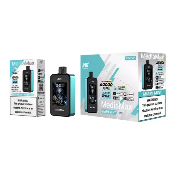 Reliable JNR Media Max 40000 Puffs Disposable Vape with 1000 mAh Rechargeable Battery and Dual Mesh Coil for Wholesale Bulk Buying 5