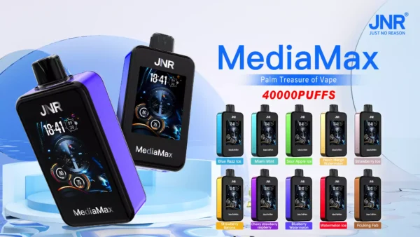 Reliable JNR Media Max 40000 Puffs Disposable Vape with 1000 mAh Rechargeable Battery and Dual Mesh Coil for Wholesale Bulk Buying (7)