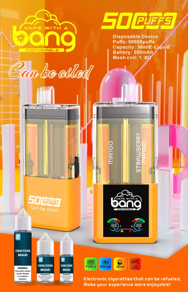 High Performance BANG B50K Disposable Vape 0 2 3 5 Nicotine 650mAh Rechargeable 36ml Juice 50000 Puffs Direct Bulk Supply 3 scaled