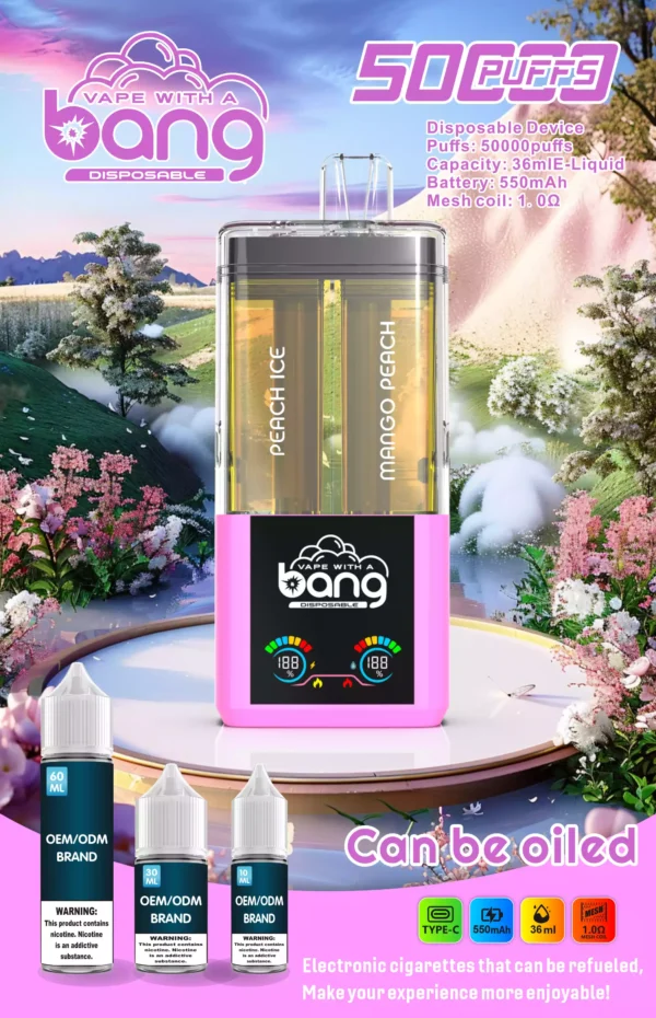 High Performance BANG B50K Disposable Vape 0 2 3 5 Nicotine 650mAh Rechargeable 36ml Juice 50000 Puffs Direct Bulk Supply 4 scaled