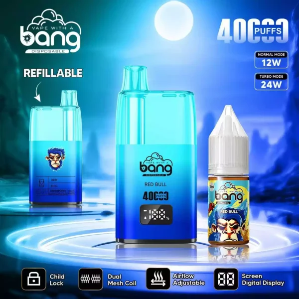 Hot Selling Bang 40K B40S Disposable Vape With 0 2 3 5 Nicotine 650mAh Battery 10ml E Liquid 1.0 Ohm Resistance Bottom Airflow Control Child Lock Wholesale Supply 5