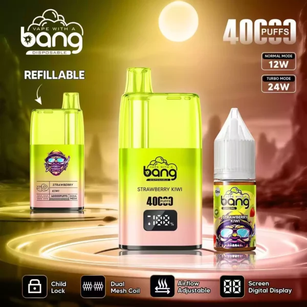 Hot Selling Bang 40K B40S Disposable Vape With 0 2 3 5 Nicotine 650mAh Battery 10ml E Liquid 1.0 Ohm Resistance Bottom Airflow Control Child Lock Wholesale Supply 6