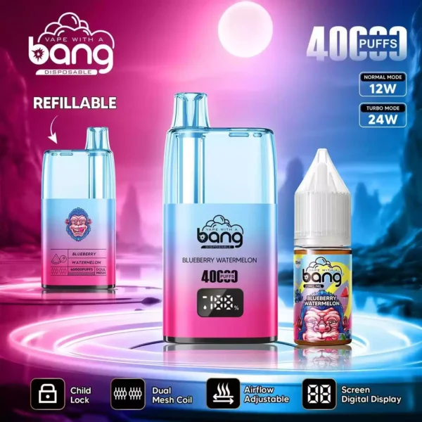 Hot Selling Bang 40K B40S Disposable Vape With 0 2 3 5 Nicotine 650mAh Battery 10ml E Liquid 1.0 Ohm Resistance Bottom Airflow Control Child Lock Wholesale Supply 7