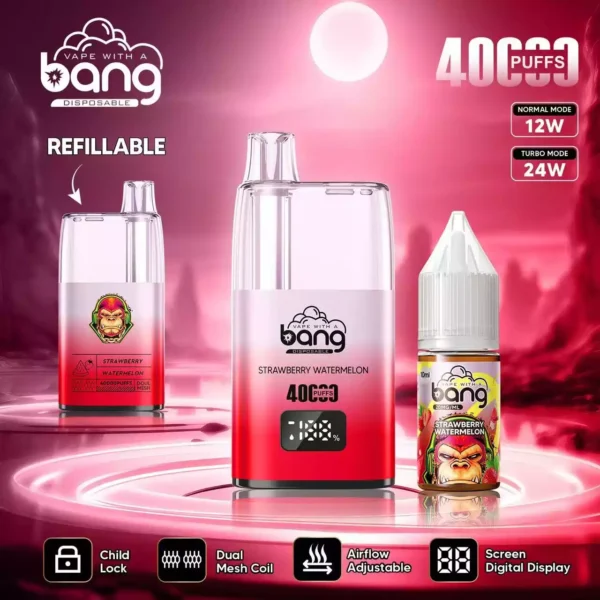 Hot Selling Bang 40K B40S Disposable Vape With 0 2 3 5 Nicotine 650mAh Battery 10ml E Liquid 1.0 Ohm Resistance Bottom Airflow Control Child Lock Wholesale Supply 9