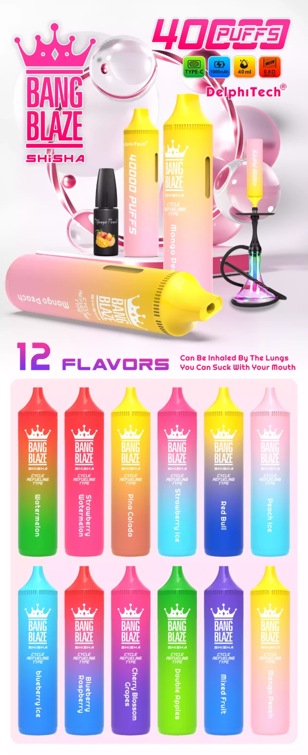 Reliable BANG BLAZE BK40 Disposable Vape with 40ml E-Liquid and Type-C Charging for Wholesale Disposable Vapes Direct from the Source Factory (12)