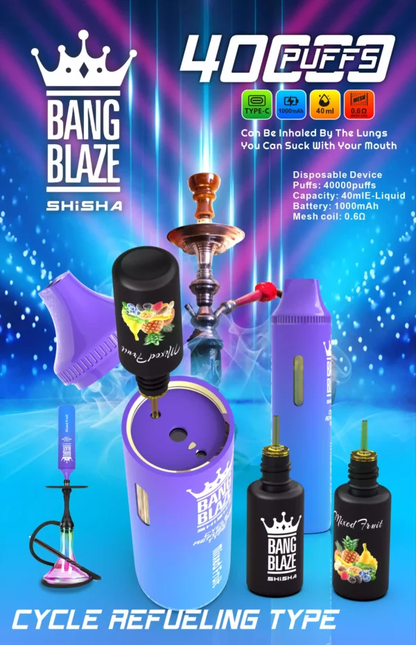 Reliable BANG BLAZE BK40 Disposable Vape with 40ml E Liquid and Type C Charging for Wholesale Disposable Vapes Direct from the Source Factory 13 scaled